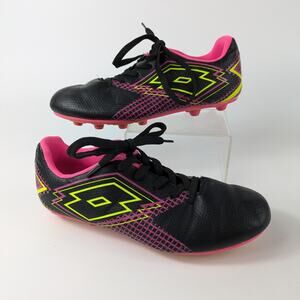 Girls Soccer Cleats Size 3.5 Lotto Forza Elite 3 JR Neon Pink Yellow 80s Bright